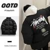 Unisex Autumn/Winter Thickened Cotton Padded Jacket with Letter Print