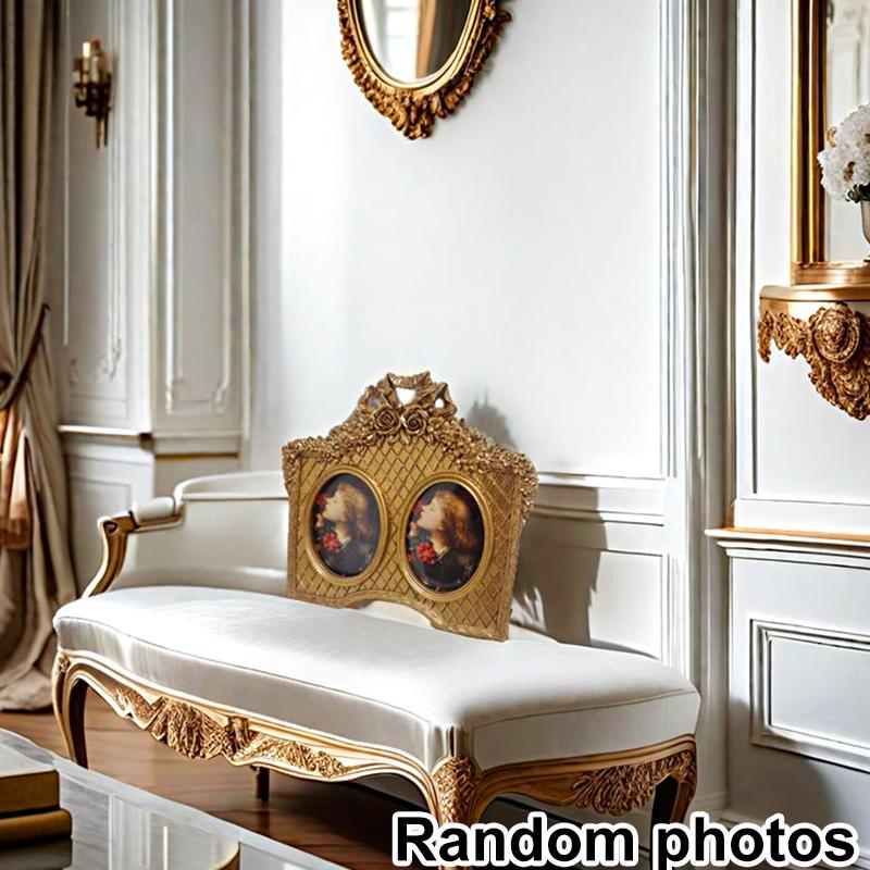 French Retro Picture Frame Relief Golden Resin Photo Case Nightstand Desk Decor Wall Hanging Photo Frame Home Decor Ornament