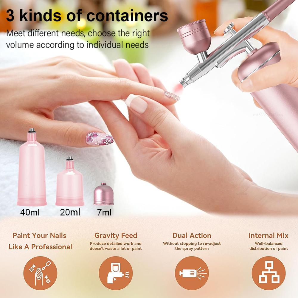 Airbrush Nails with Compressor Portable Airbrush with Compressor Kit Mini Air Brush Nails Spray Gun for Nails Art Painting Craft