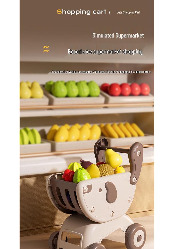 Kids' Grocery Shopping Cart Toy with Fruits & Vegetables - Interactive Role-Play for Boys & Girls