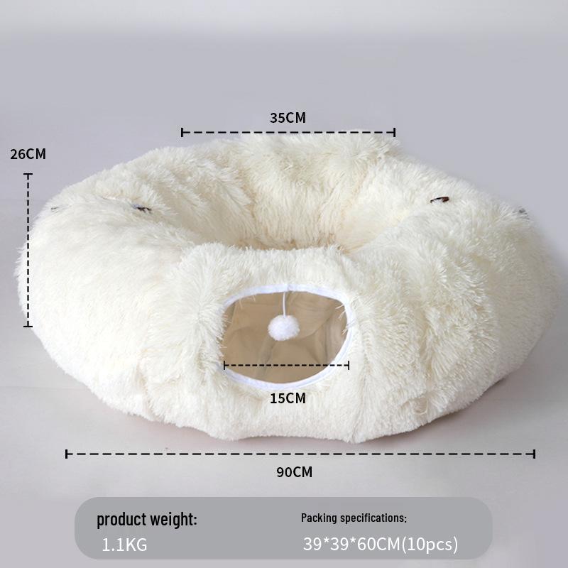 Plush Foldable Cat Tunnel & Cozy Pet Bed Combo