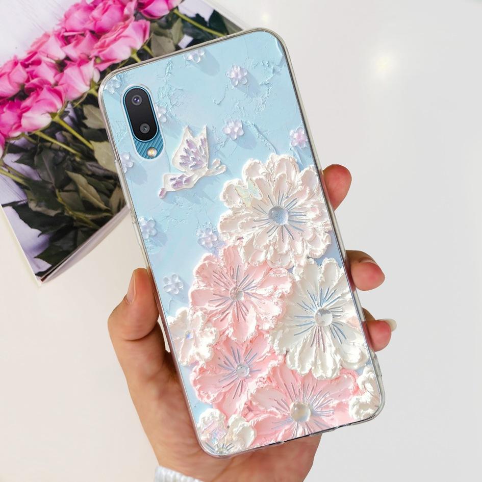 For Samsung Galaxy A02 Case M02 Phone Cover Fashion Flower Clear Silicone Soft Funda on Samsung A02 GalaxyA02 SM-A022F Protector