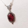Colgante de Cristal de Cuarzo Rojo Vintage Plateado Plata Joyería de Moda Collar