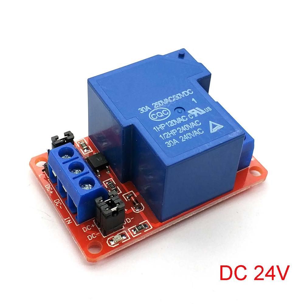 

DC 5V 12V 24V 30A Високопотужне 1-канальне релейне керування з оптопарою Тригер рівня H/L для Arduino Mega AVR PIC DSP ARM DC24V