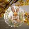 10-Inch Hanging Wind Chime with Rabbit Design 360° Hook Vibrant Green Orange Floral Basket Decor for Spring Summer Garden Gift