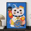 5D FullDrill Round Diamond Painting Kit Lucky Cat for Bedroom Home Decor. Mosaic Craft Wall Art