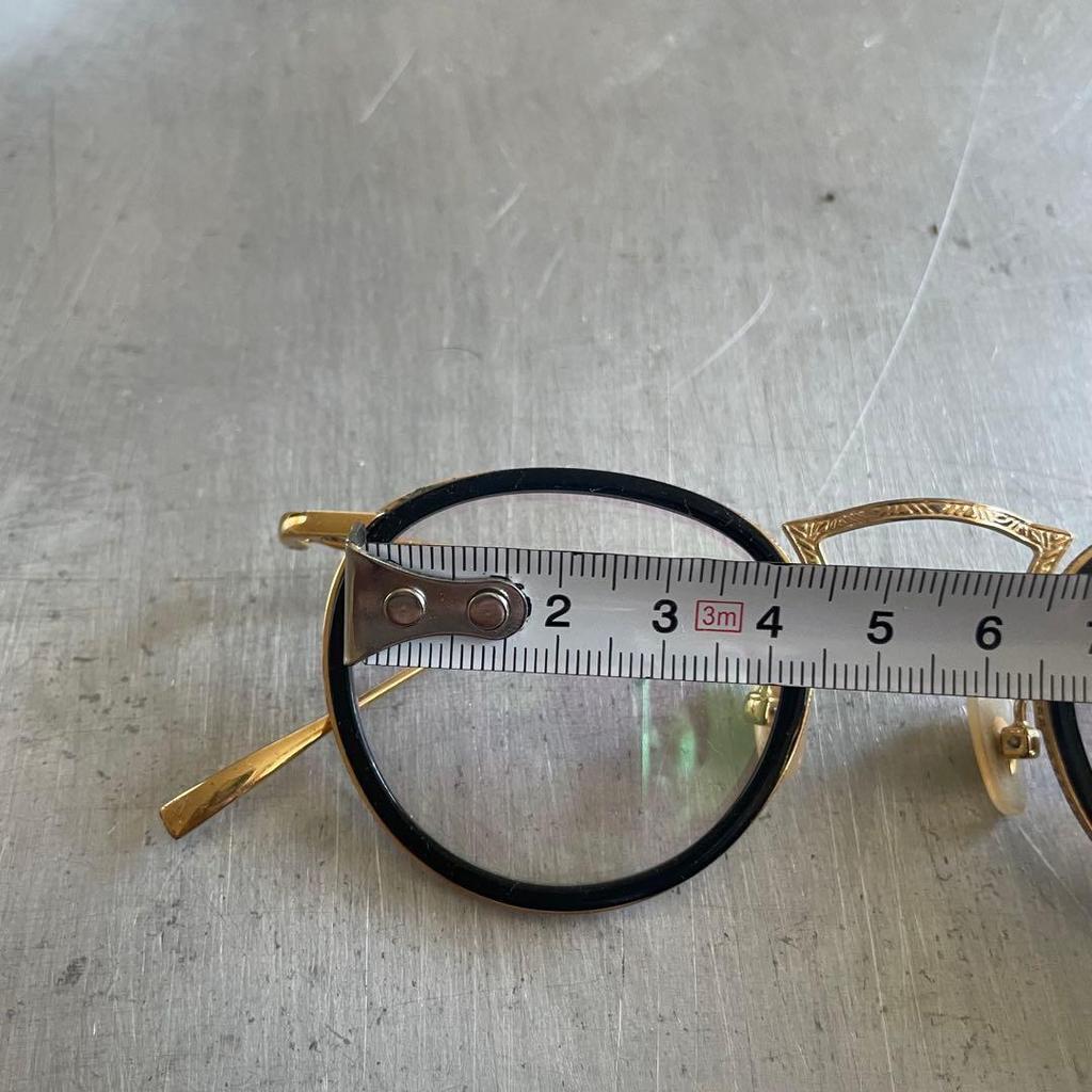 Used Kaneko Glasses VINTAGE Gold Frame Black Boston Glasses