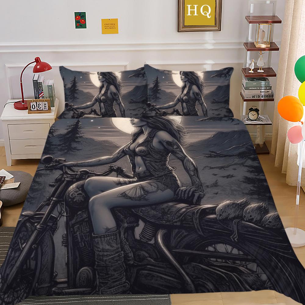 Beauty Skull Printed Bedspreads King Size Microfiber Bed Set Man Design High Quality Comforter Cover Set
