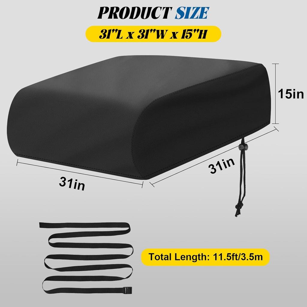 RV Air Conditioner Cover, 31" L X 31" W X 15" H Heavy Duty Camper Travel Trailer AC Covers For Roof, Fit For Coleman Mach, Dometic Brisk, Mach 3