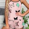 Women's European-Style Butterfly Print Pajama Set - Comfortable Camisole and Shorts for Home or Outdoor Wear