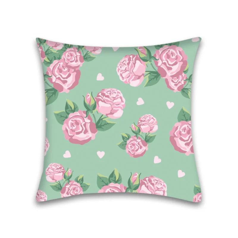 Kissenbezug Heimdeko Sofa Rote Blume Quadratische Dekoration