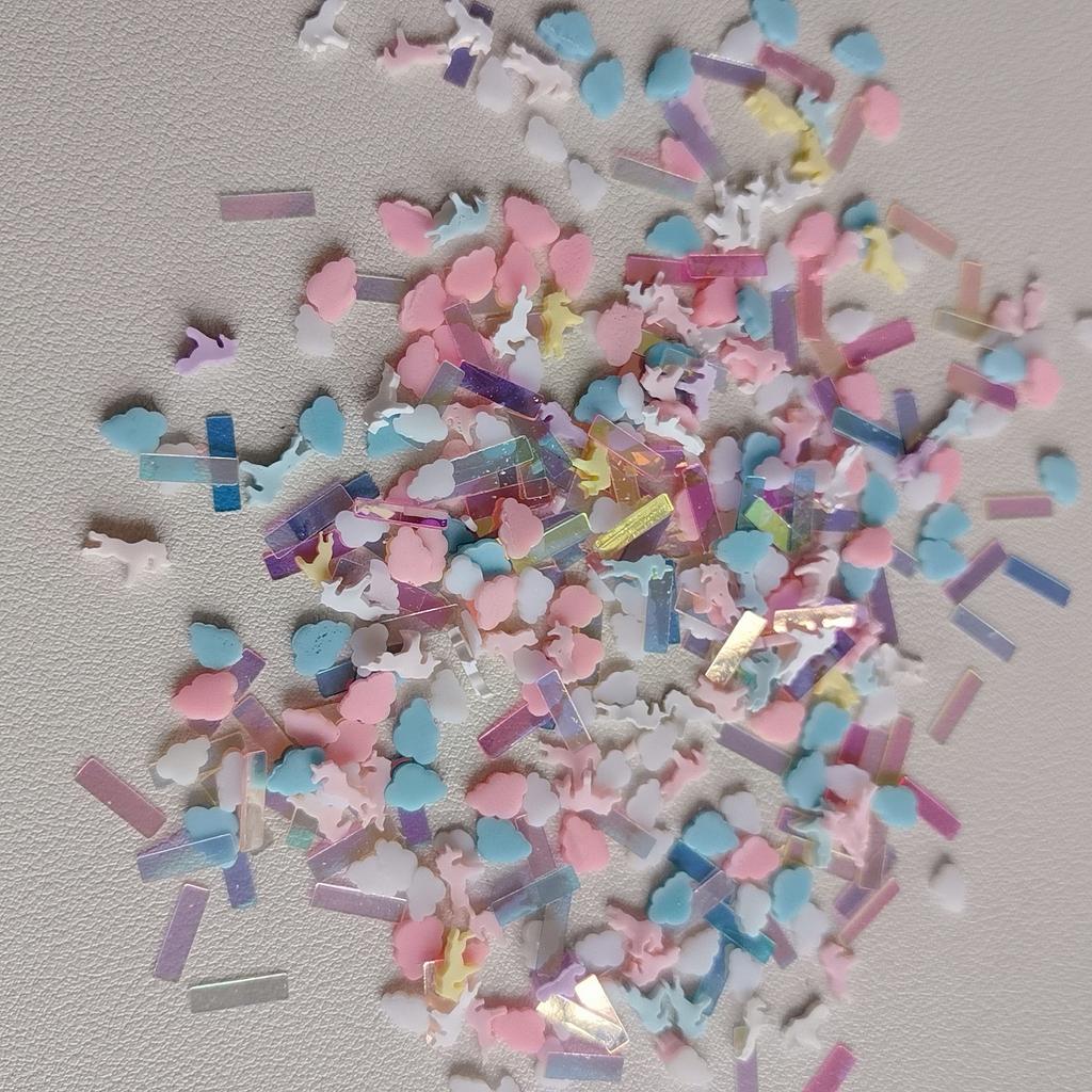Bulk 500g Pastel Color Cloud Unicorn Soft Clay Slices Sprinkles With PVC Candy Sequins Mixed for Slime Fillers Nail Art Supplier