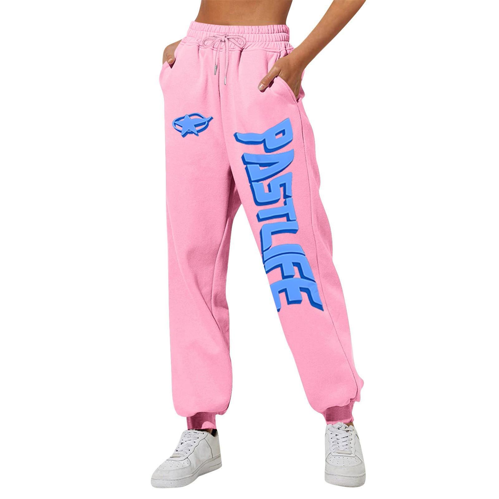 

Женские повседневные модные спортивные штаны с мелким принтом повседневные брюки S розовый