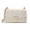 MK Soho Corrente Fivela Dourada Aba Acolchoada Pele de Cordeiro Bolsa Transversal Feminina Cor Creme Claro 30F0L1SL3L-289
