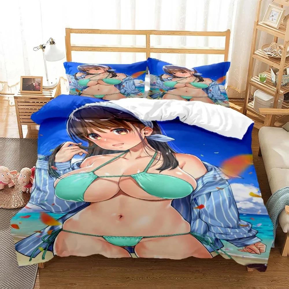 Sexy beauty cartoon 3D printed bedding set luxury King size Comforter bedding sets digital design