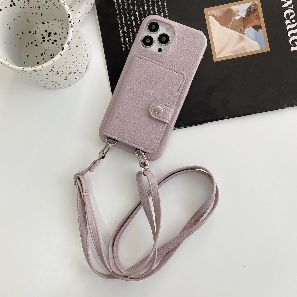 Japan and Korea Card Bag Lanyard Is Suitable for Apple 12Promax Mobile Phone Case 12 Women 11max Apple 13promax Leather X