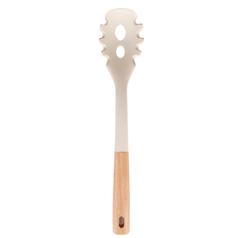 Wooden Handle Silicone Kitchenware Set: Non-stick Spatula & Ladle, High-Temp Resistant Cooking Tools.