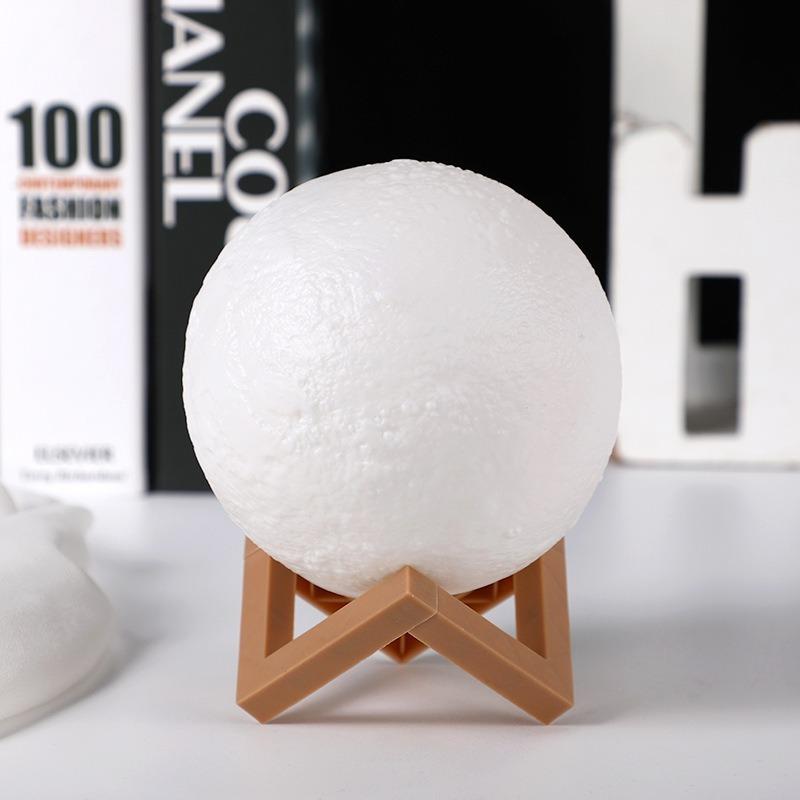 Led Moon Lamp Night Light With Stand 8/12cm Table Print Bracket Battery 3D Lights Warm white multicolor On Home Lamps Romantic