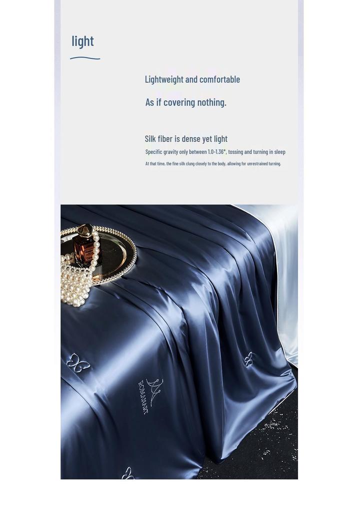 Mulberry Silk Summer Quilt Set: Washable, Cool, Luxurious Four-Piece Gift.