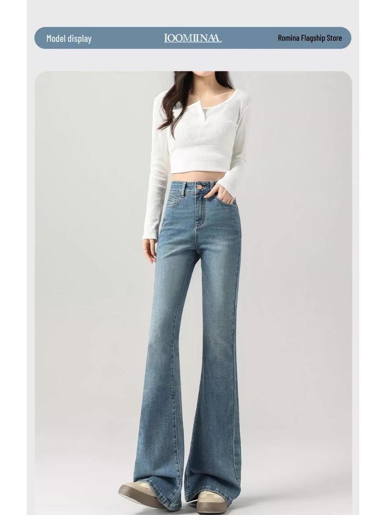 Women's Light Color High Waist Stretch Flare Pants - Plus Size, Slimming, Non-Clingy, for Spring & Autumn 2025.