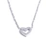 Yhpup Korean Style Shiny Cubic Zirconia CNC Hollow Heart Love Necklace Pendant Delicate Fashion Jewelry Valentine's Day Gift