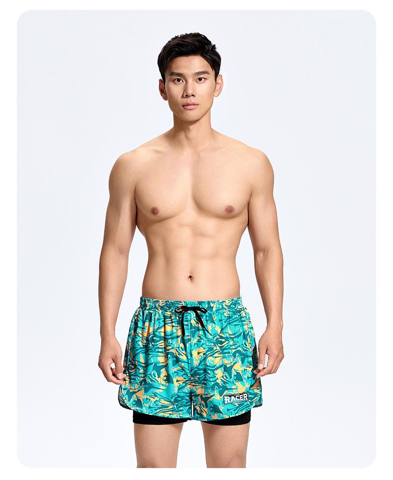 Men's Plus Size Anti-Embarrassment Swim Trunks Boxer Briefs and Swim Gear Set