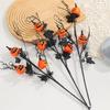 Halloween Scary Decoration Black Pumpkin Stem Bouquet Party Decor Spooky Holiday Atmosphere Floral Arrangement