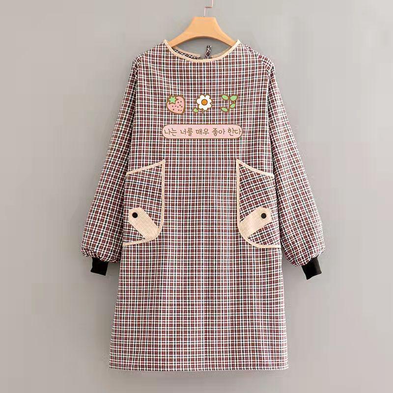 Custom Logo Long Sleeve Cotton Kitchen Apron - Women’s Restaurant & Household Cooking Waist Workwear