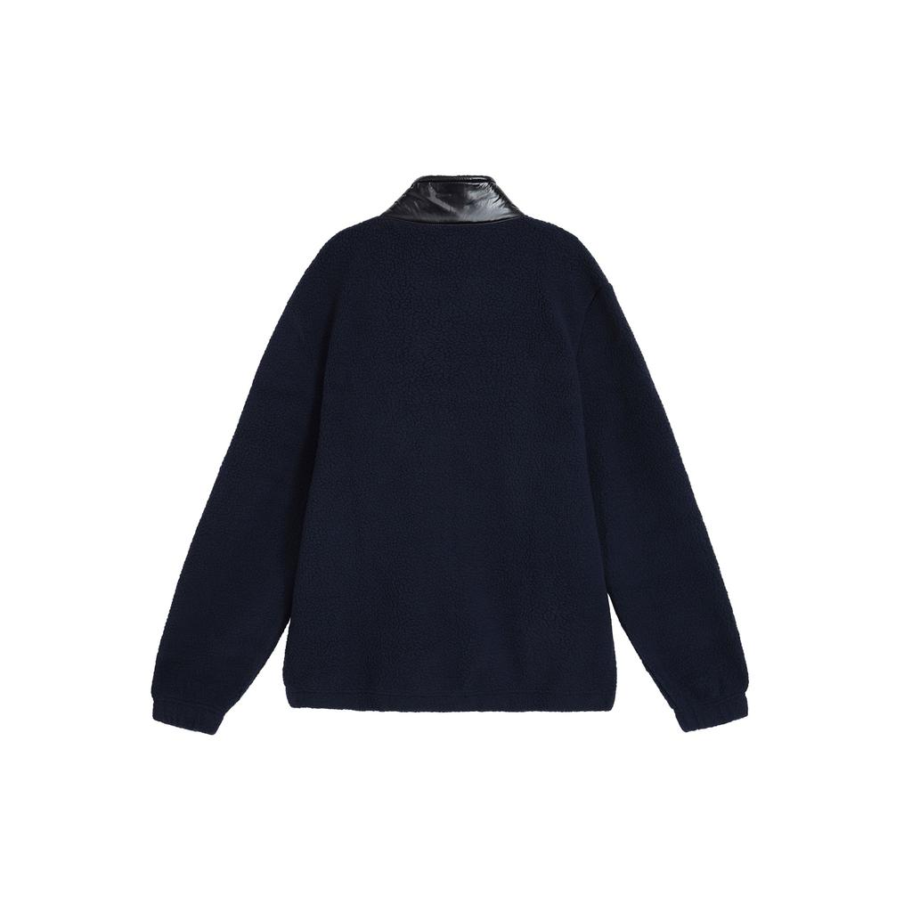 Calvin Klein Jeans Autumn And Winter Letter Logo Jacquard Stand Collar Drop Shoulder Long Sleeve Fleece Jacket Unisex Jacket Dark-Blue 40KC422-CEF