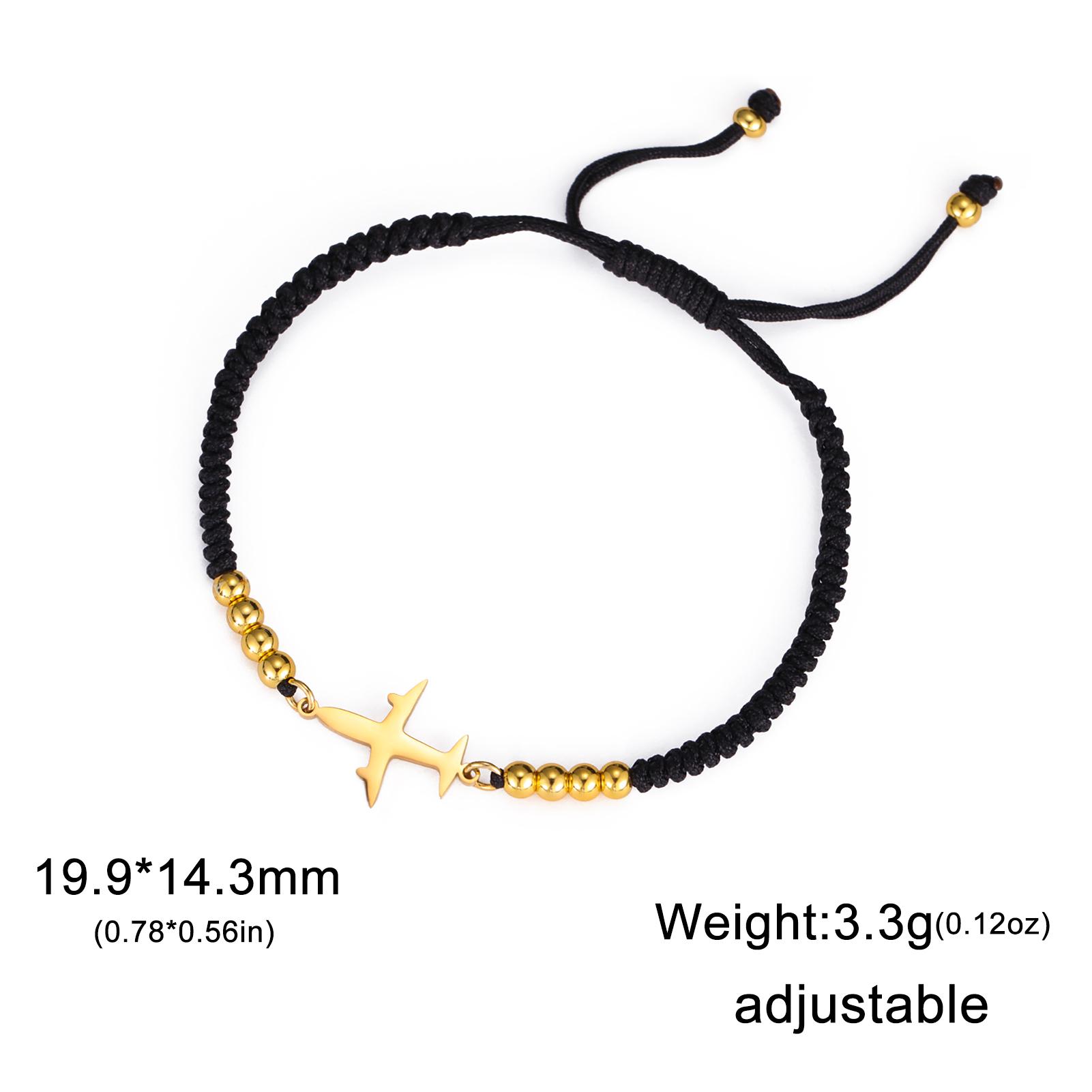 Skyrim Aircraft Pendant Bracelet Stainless Steel Men s and Women s Black and Red Rope Adjustable Pilot Aviation Jewelry Gift