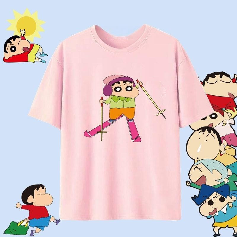 Crayon Shin Chan Shinnosuke Shiro Hug Print T Shirt Women Oversized Cute Cartoon Short Sleeve Casual Tee Top