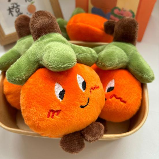 Good Luck Persimmon Plush Keychain Cute Soft Stuffed Fruit Pendant for Bags Backpacks Lucky Phone Charm Adorable Gift for Couples Friends