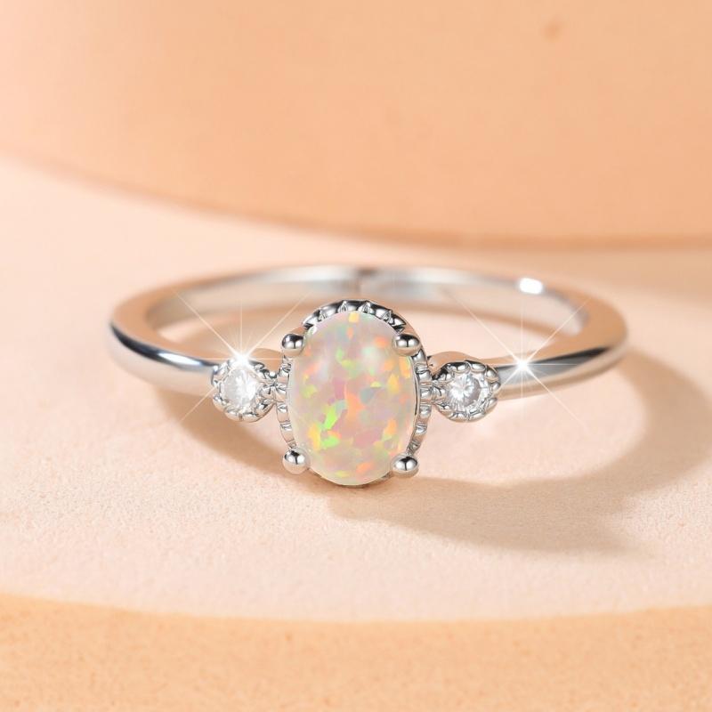 Cushion Cut Square Rainbow White Fire Opal Rings For Women Gold Horse Eye Zircon Charm Leaf Wedding Bands Party Jewelry CZ