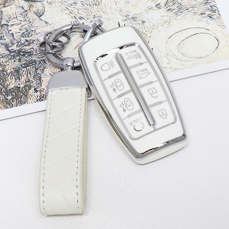 TPU 8 Button Car Key Cover Case For Hyundai Genesis G80 GV70 GV80 2019 2020 2021 2022 Remote Key Holder Auto Accessories