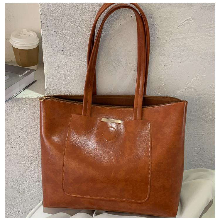 

Pu Water Bucket Tote Bag With Magnetic Closure For Casual Daily Use коричневий