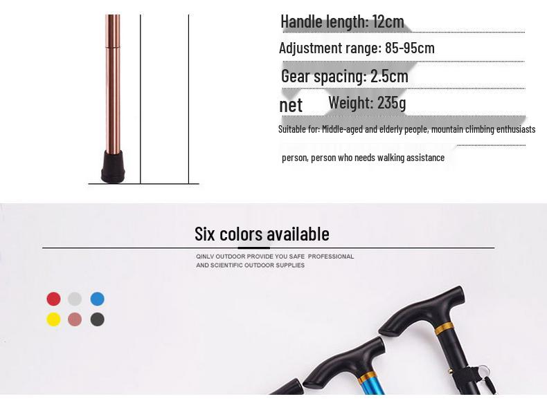 Outdoor Folding Telescopic Trekking Pole - Five-Section Walking Stick for Elderly