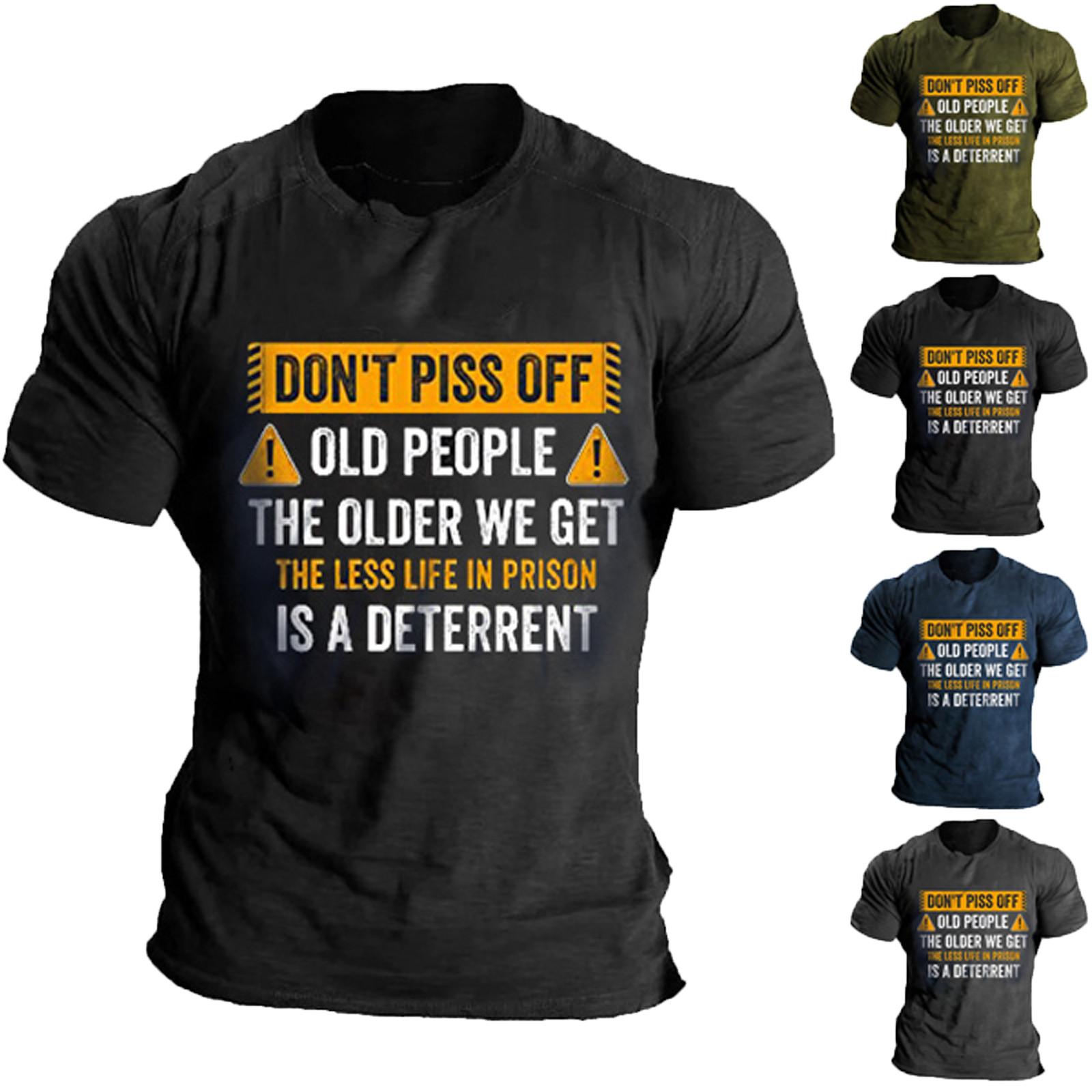 

(Куниде) Мужская повседневная футболка с круглым вырезом и коротким рукавом с гладильным принтом и свободным пуловером