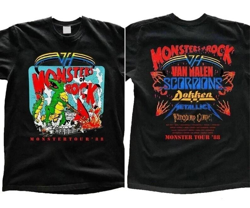 Концертная футболка Monsters Of Rock Tour 1988, Футболка Monsters Tour  88, Унисекс футболка в стиле рок 90-х M
