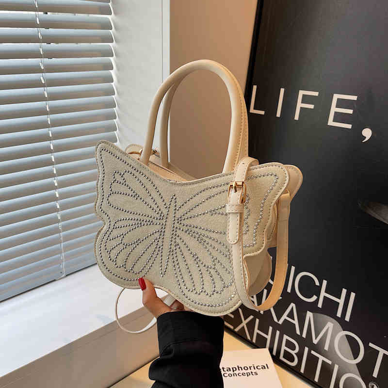 

Модные сумки-бабочки для женщин, новые модные универсальные сумки через плечо из искусственной кожи, простая сумка на одно плечо с бисером и застежкой-молнией (20cm<Max Length<30cm)