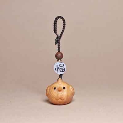 1Pc Portachiavi in legno con ciondolo a forma di zodiaco kawaii, simpatico animale, decorazione da appendere all'auto, catena per telefono cellulare, accessori fai da te