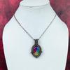 Rainbow Solar Quartz Druzy Gemstone Pendant Copper Wire Wrapped Designer Jewelry