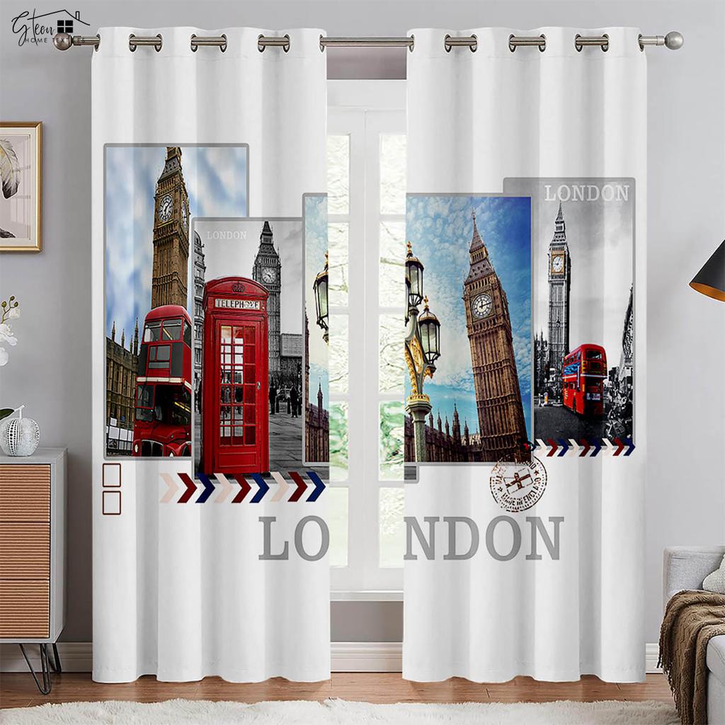 Modern Minimalist City Building 3D Printed Curtains Street View Night View Neon Hand-Painted Living Room Bedroom Custom Curtains