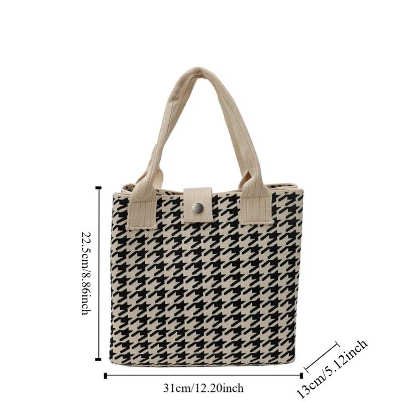 Tote Bag Houndstooth Handbags Large Capacity Shoulder Bag Simple Geometric Cloth Bag  Storage Bag