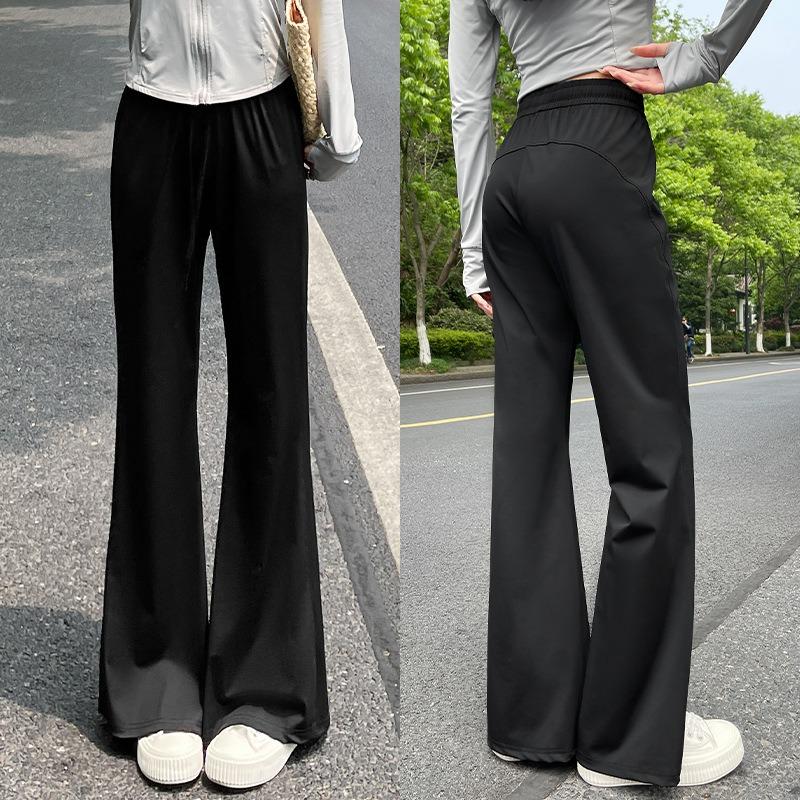 Ice silk sunscreen flared pants women's summer thin new small drape quick-drying slightly cool sweatpants