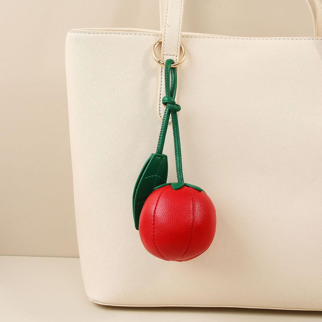 PU Leather Tomato Red Fruit Exquisite Creativity Bag Charm Cute Vegetable Backpack Pendant Accessory Gift Bag Charm