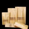 10pcs Brown Eco-friendly Resealable Stand-up Pouch With Kraft Paper Window, Coffee Bean Food Packaging!