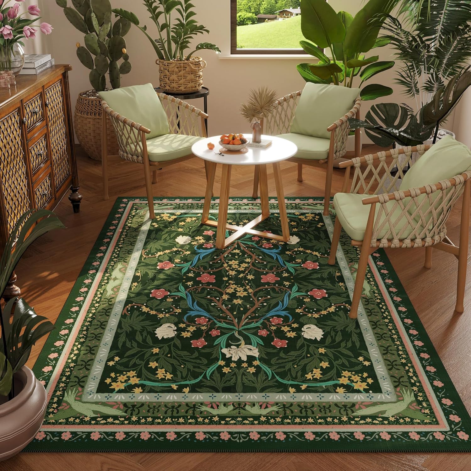 

Flower Botanical Carpet Vintage Home Decor Mat Pastoral Style Living Room Non Slip Rug Multiple Sizes Entryway Doormats 40X60CM
