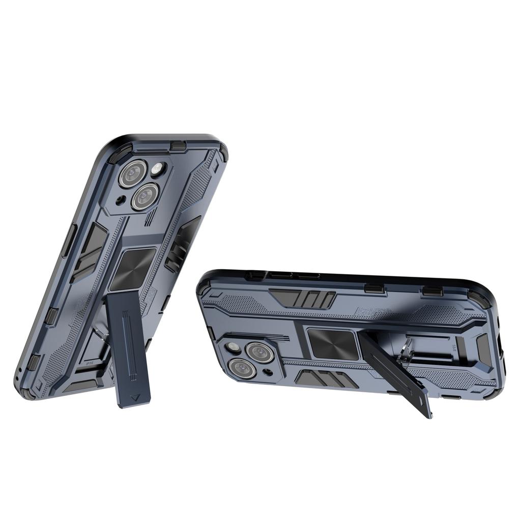 For iPhone 15 Foldable Kickstand Phone Cover PC+TPU Shockproof Protective Case