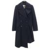Made In Italy Check Pattern Ashime Wool Coat 38 Navy Women Used