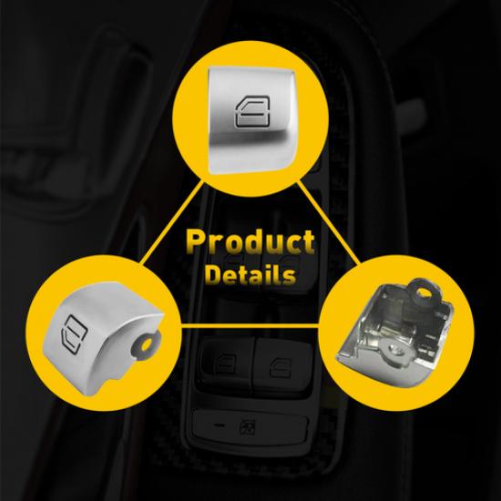 2X Window Switch Repiar Caps BUTTONS For Mercedes C300 C63 C350 GLC300 C-Class